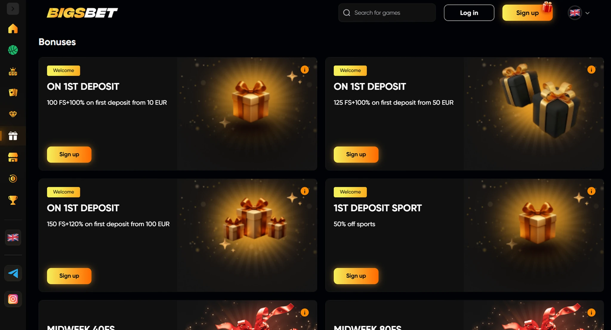 BigsBet bonusları