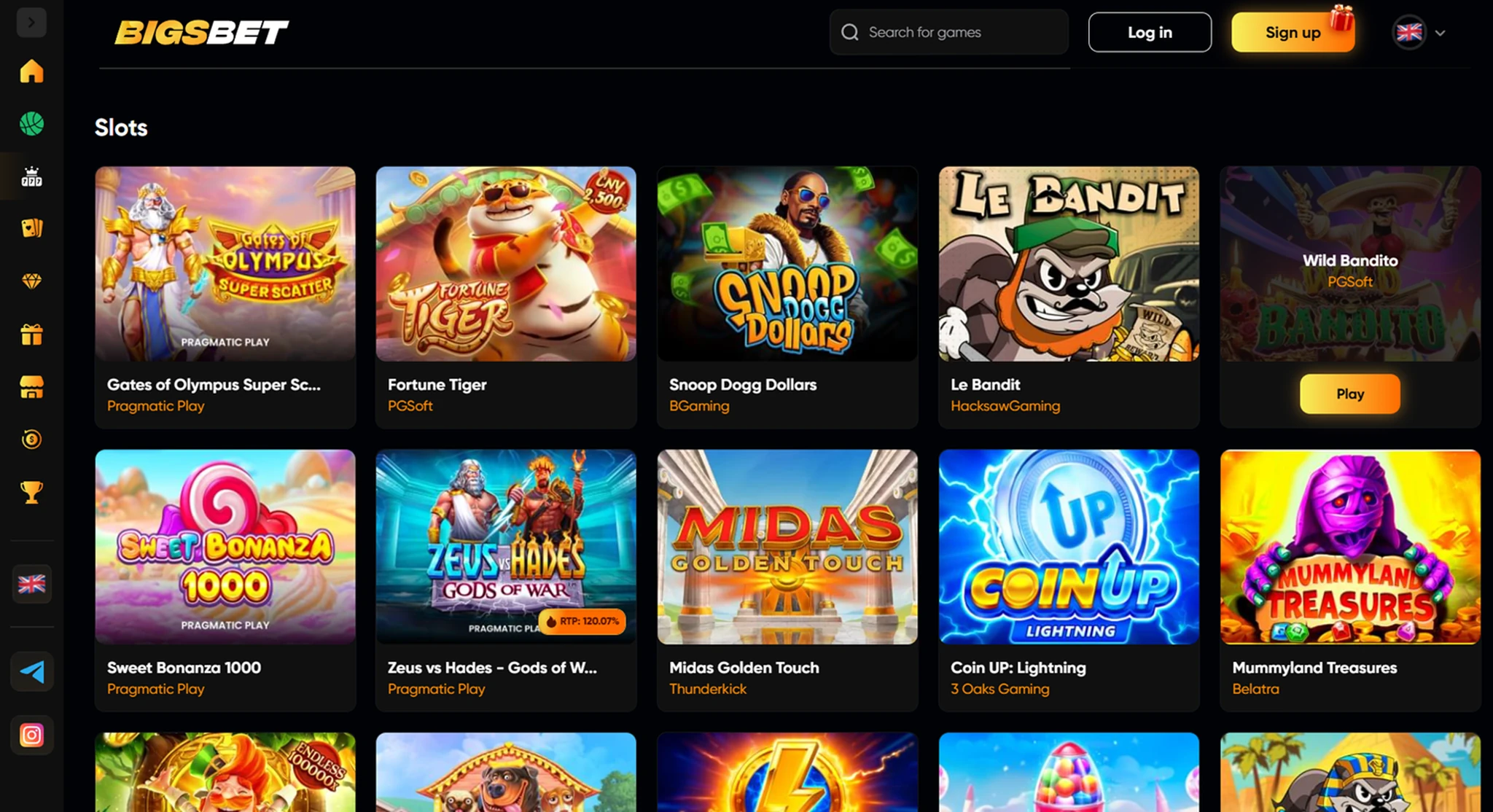 BigsBet casino oyunları